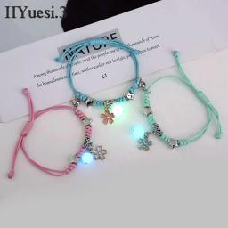 Luminous Cat Star Moon Cross Charms Bracelet Set para homens e mulheres, corda tecida ajustável, presente da amizade, verão, 2pcs - Image 6