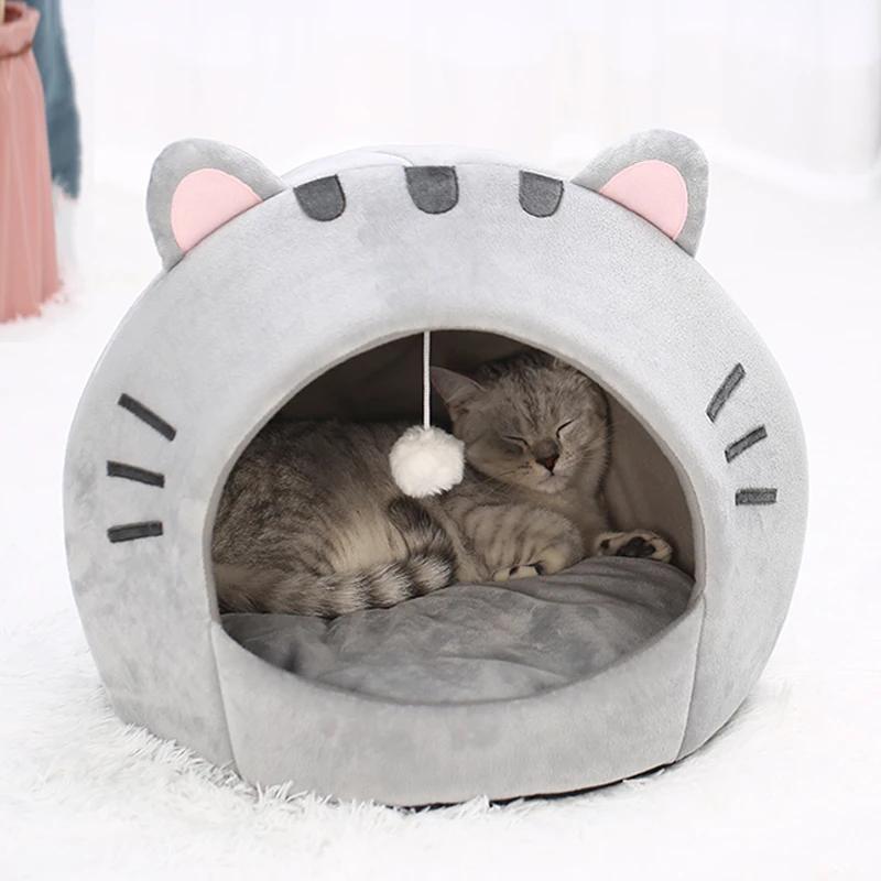Super Cat Bed Warm Pet House Kitten Cave Cushion Cat House Warm Sleeping Dog Basket Tent Small Dog Mat Suprimentos Cama para gatos - Image 1