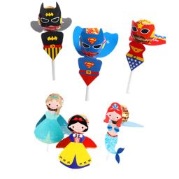 Pirulito Candy Heroes Infantil, Porta-Cartão de Papel, Sereia, Princesa Decoração de Festa, Favores de Aniversário, Decoração para Meninas e Meninos, 30PCs - Image 1