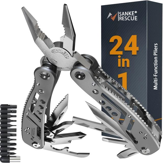 Multitool de Bolso para Sobrevivência ao Ar Livre em Aço Inoxidável com Alicates, Faca e Chave de Fenda para Camping, Caça e Caminhadas