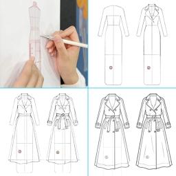 Régua modelo costura manequim, 4 unidades, ilustração régua desenho para costura, alfaiataria, design - Image 5