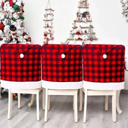 Festa de Natal Cadeira De Jantar Capas De Assento, Xadrez Voltar Slipcovers, Fezes Set, Home Kitchen Holiday Ornaments Decor - Image 2