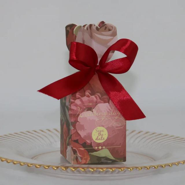 Caixa Decorativa de Doces Florais para Casamentos e Aniversários - 10/20/30 Peças com Fita Agradecimento
