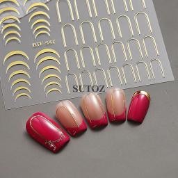 3d adesivos para nail art, nail art, francês, prata, ouro, geométrico, listra, curva, onda, slider, manicure wraps, nlbt-s47 - Image 6