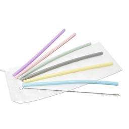 Conjunto de canudos de silicone reutilizáveis, extra longos, flexíveis canudos com escovas de limpeza para bar e festa, 6 peças por conjunto - Image 1