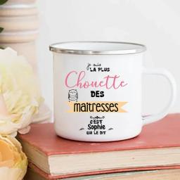 Canecas personalizadas com nome personalizado, copos de café, bebidas Theacher Life, copo de água, esmalte caneca com alça, escola e casa, presentes do professor - Image 5