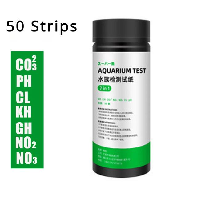 Kit Completo de 100 Tiras de Teste 7 em 1 para Aquários de Água Doce e Salgada - Analisa pH, NO3, NO2, GH, KH, Cloro e TCL