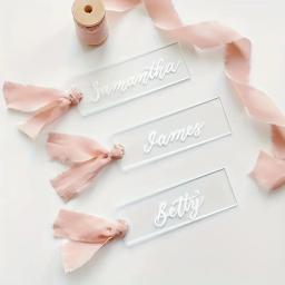 Transparente Acrílico Cartões de Lugar para Casamentos e Festas, Casamento Reservado Sinais para Cadeiras, Table Setting Signs, Seat Label, 20PCs - Image 2