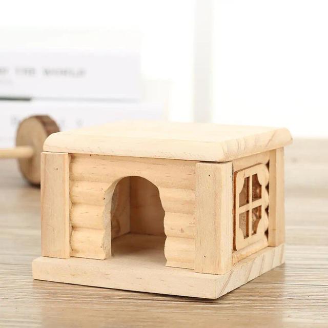 Casa de Madeira para Hamsters com Janela Removível - Esconderijo e Playpen para Pequenos Animais de Estimação