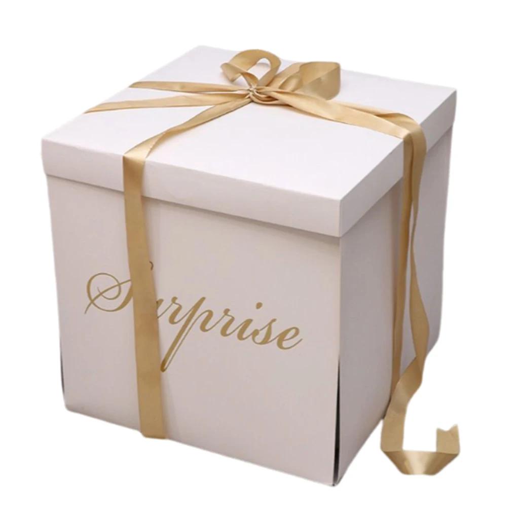 Doce caixa surpresa para casamento e festa de aniversário Caixas do Favor de Celebração, grande capacidade de armazenamento para casa, decoração dourada - Image 1
