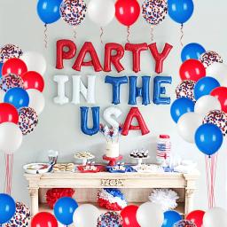 Látex balões e confetes para festa de aniversário, 20pcs, azul, vermelho e branco cor - Image 4