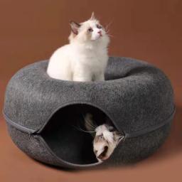 Brinquedo interativo para gatos de estimação, túnel, cama para gatos, uso duplo, interno, exercício, produtos para treinamento - Image 2