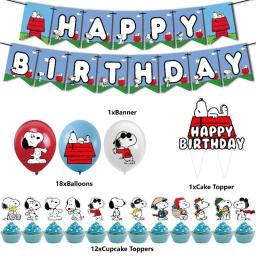 Decorações de festa de aniversário para crianças, Happy Birthday Banner, Bolo Bandeira, Balões de látex, Cupcake Toppers, Animal Pet, Cão branco, Feriados Presentes - Image 2