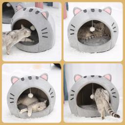 Super Cat Bed Warm Pet House Kitten Cave Cushion Cat House Warm Sleeping Dog Basket Tent Small Dog Mat Suprimentos Cama para gatos - Image 4