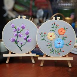 Bordado Cor Thread Flower Starter Kit, Kit bordado estampado para iniciantes, padrão Cross Stitch Kits para adultos - Image 2