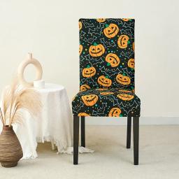 Halloween Abóbora Cadeira Capa, Stretch Dining Cadeira Slipcovers, Capas de assento, Anti-sujo, Lavável, Festa, Banquete, Hotel, Cozinha - Image 3