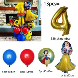 Neve balões de hélio branco para meninas, decoração princesa, festa de aniversário, 32 polegadas, número ouro, brinquedos para crianças, 13pcs - Image 5