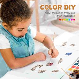 80 peças asas de anjo para artesanato placas de madeira enfeites de madeira fatias coloridas para crianças pequenas - Image 6