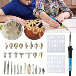 Kit de ferramentas pirográficas para gravação em madeira, queima e escultura, temperatura ajustável, ferro de solda, operado manualmente, 60W - Image 2