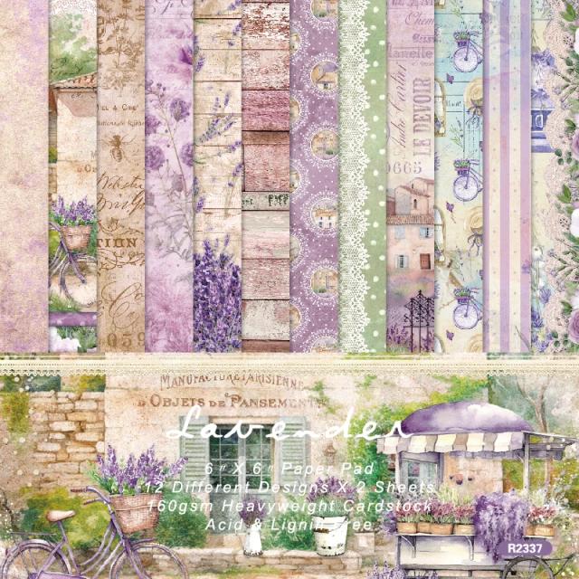 Pacote de Papel Scrapbooking Lavanda com 24 Folhas 6"x6" para Artesanato DIY