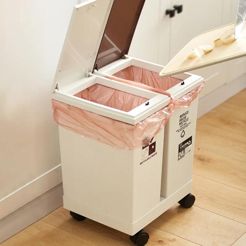 Lixo lata de cozinha armazenamento organização balde reciclagem de lixo classificação cube dustbin banheiro escritório molhado separação seca - Image 1