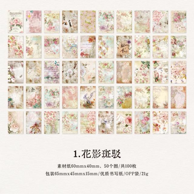 Pacote com 100 Unidades de Papel Floral para Mini Livros – Ideal para DIY, Scrapbooking, Colagens e Álbuns de Fotos