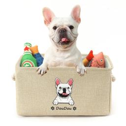 Personalizado Pet Storage Box, Dog Toy Basket, Cat Image, Name, Clothes Organizer, Acessórios Supplies, Free Print - Image 1