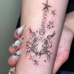 Tatuagem Temporária Adesivos para Homens e Mulheres, Guitarra Elétrica, Braço, Arte Herbal, Impermeável, Punk, Falso, Durável, Adesivo - Image 1