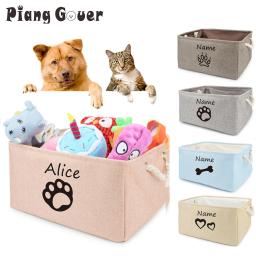 Caixa de armazenamento personalizada do brinquedo do animal de estimação da pata do cão dos brinquedos da cesta para o gato feito sob encomenda da roupa produto com nome cão - Image 1