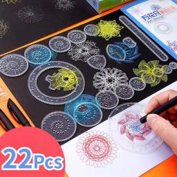 Régua geométrica Conjunto Régua geométrica, Roleta Matemática, Ferramentas de Desenho, Aprendizagem Pintura, Puzzle Brinquedos, Art Tool, 22Pcs - Image 2