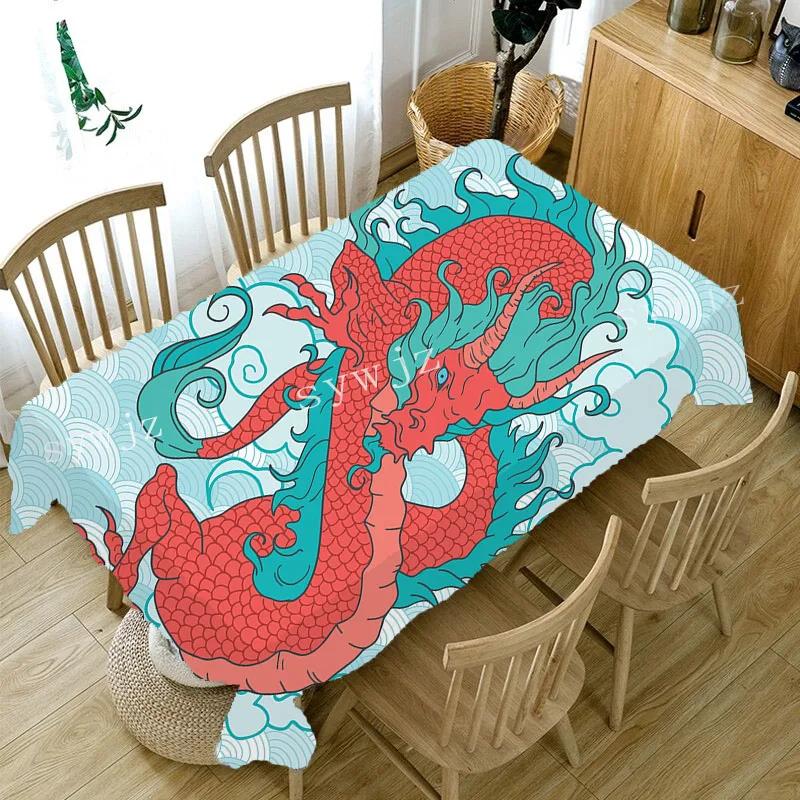 Dinossauro Impresso Toalha De Mesa De Jantar, Impermeável, Oilproof, Animal Marinho, Toalhas De Mesa Retangulares para Mesa, Decoração De Cozinha - Image 1