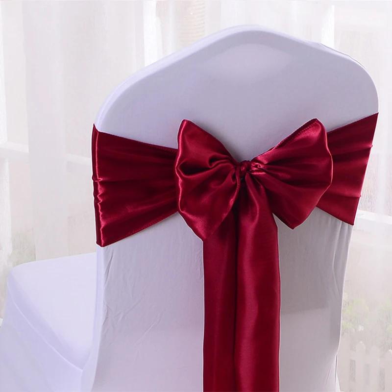 Faixa cetim colorida para cadeira, alta qualidade cadeira arco, capas para festa de aniversário, Hotel Show decoração, atacado - Image 1
