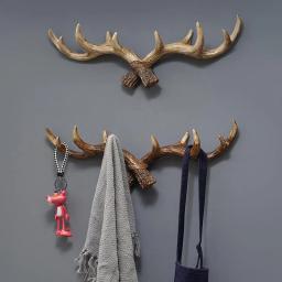 Vintage resina Antler chave gancho, roupas e chapéus gancho, criativo cervo chifre parede pendurado, high-end banheiro, decoração sala de estar - Image 1