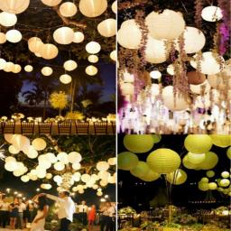 Chinês/japonês papel lanterna, decoração para o aniversário, casamento, presente, artesanato, diy, branco pendurado lanterna, bola fornece, 32 cores, 25cm - Image 6