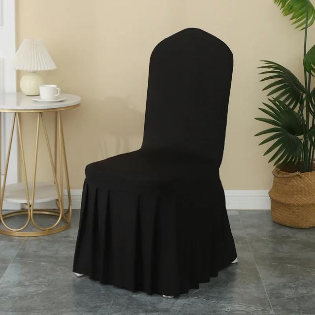 Capa de Cadeira de Casamento com Saia Plissada em Elastano para Decoração de Festas e Jantares Luxuosos em Hotéis e Aniversários
