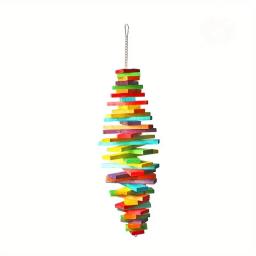 Colorido Multi Layered Papagaio Boca Mordida Brinquedo, Brinquedo De Pássaro De Madeira, Cabide De Gaiola De Pássaro, Acessórios De Gaiola De Pássaro - Image 2