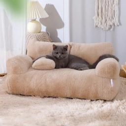 Cama macia de pelúcia para gatos, sofá para inverno, quente, grande, para animais de estimação, adequado para cães pequenos e médios, confortável, sono, suprimentos para camas de animais de estimação - Image 1