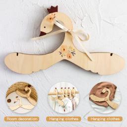 Bebê de madeira animal roupas cabide 5 pçs diy criativo cabides para roupas banho toalha casaco durável casa decoração do quarto das crianças - Image 2