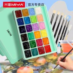 Conjunto de Tintas HIMI Guache, Tintas Aquarela do Artista, Arte Pintada por Paletas, Artista Não Tóxico, Taça Gelatina, 30ml, 18 24 Cores - Image 1