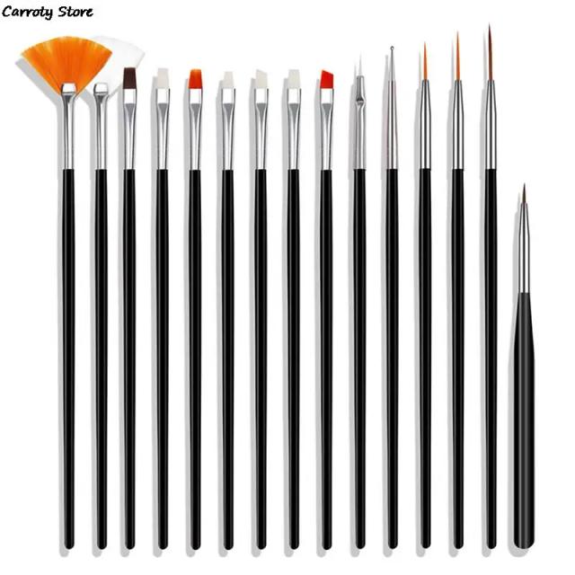 Kit Completo de Pincéis Profissionais para Unhas: 15 Peças para Manicure Acrílica, Gel UV e Efeitos em Degradê com Strass