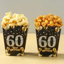 Caixa de Pipocas de Papel de Aniversário, Preto e Dourado, Suprimentos para Adultos, 18 21 30 40 50 60 Anos, 6 peças - Image 6