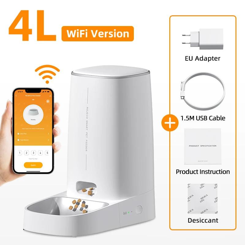 ROJECO-Alimentador Automático Pet, Dry Food Dispenser, Smart Wi-Fi, Controle Remoto, Alimentador Automático, Acessórios Dog - Image 1