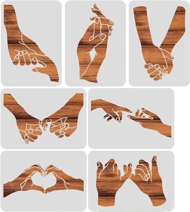 Padrões de Pintura Reutilizáveis: 7 Estilos de Stencils Temáticos em Plástico com Dimensões de 11,7x8,3 cm