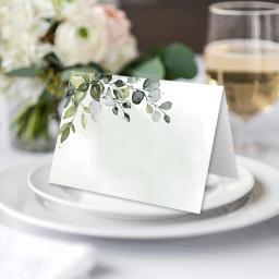 Greenery Aquarela Place Cartões para Festa de Casamento, Table Place Setting Cards, Floral Place Card para Tabelas, Easy Folding, 10 PCs/Pack - Image 4