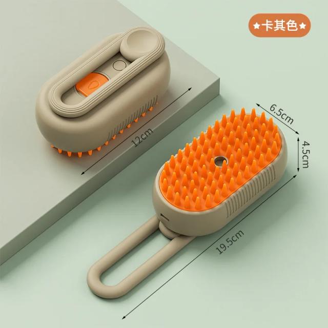 Escova a Vapor 3 em 1 para Pets: Massagem, Pente e Depilação para Cães e Gatos