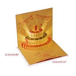 Cartões com Envelope, Cartão de Bolo de Aniversário Musical 3D, Luz LED, Pop-Up, Cartões Postais para Menina e Criança Esposa, Todas as Ocasiões, Barco da gota - Image 6