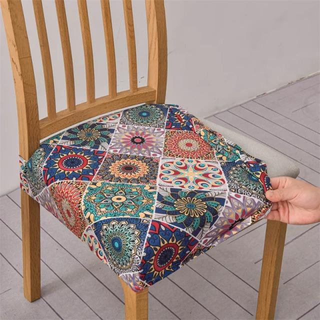Capa de cadeira de jantar boho estampada removível e estofada para decoração de casa