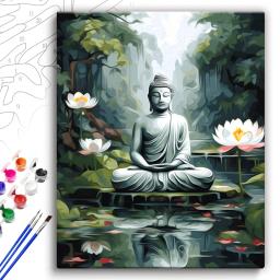 RUOPOTY-Pintura Por Números em Tela com Moldura, Buda DIY Set, Kit de Pintura, Wall Art, Decoração Imagem - Image 2