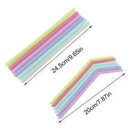 Reutilizável Food Grade Silicone Palhas, Multicolor Palha Beber para Festa das Crianças e Bar, Straight Bent Acessórios, 6pcs - Image 6
