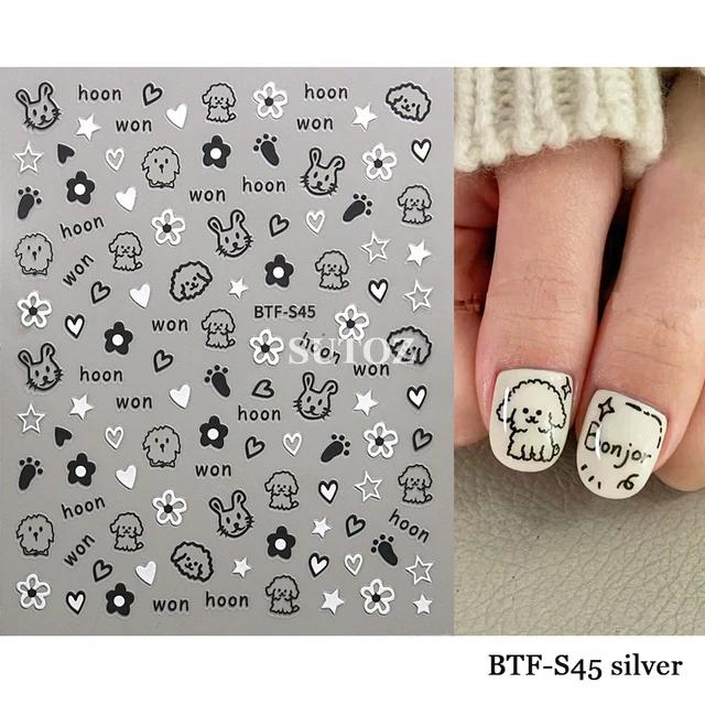 Adesivos 3D para Nail Art: Designs Franceses em Ouro e Prata com Geometria, Listras e Ondas - NLBT-S47